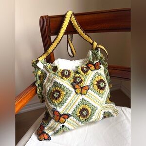 Handcrafted Crochet Bag with Butterfly Accents